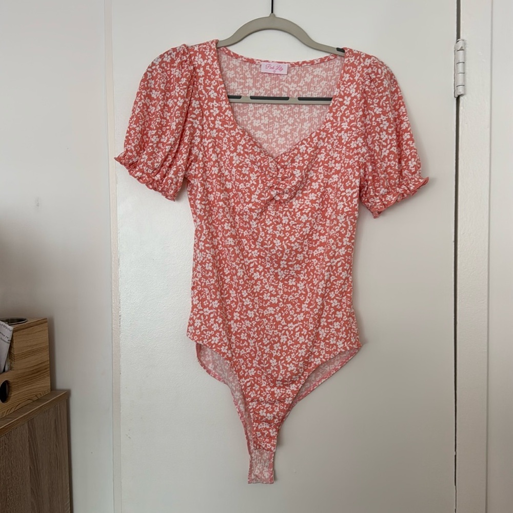 Pink Floral Body Suit